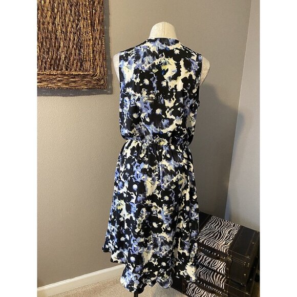 APT 9 Dress Blue Floral Large 10 12 14 V Neck Midi Washable - Picture 4 of 7